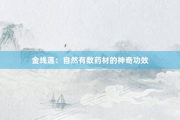 金线莲：自然有数药材的神奇功效